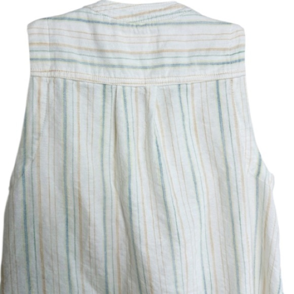 Anthropologie Maeve Blue Stripe Button/Tie Front Sleeveless Top Sz 0/XS Beachy - Picture 3 of 12